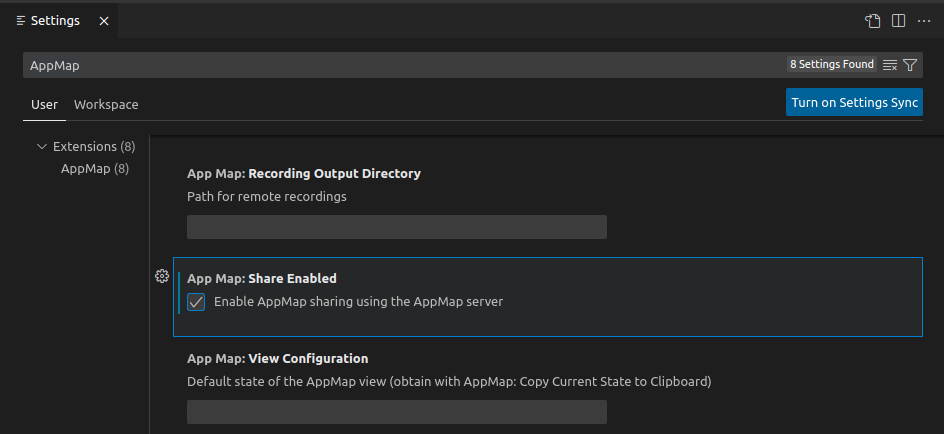 Enable sharing in AppMap extension