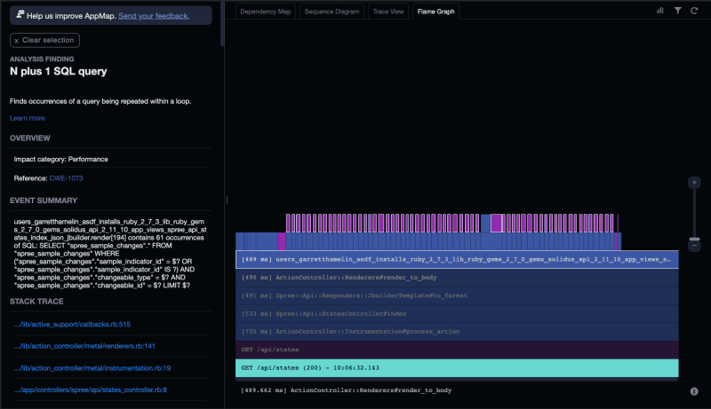 AppMap flame graph